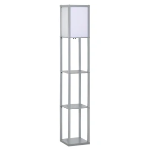 HOMCOM 3-Tier Floor Lamp, Floor Light w/ Storage Shelf, Reading Standing Lamp for Living Room, Bedroom, Office, Dorm, 160cm, Grey