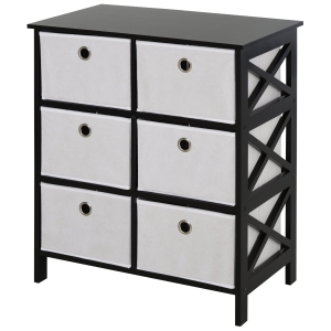 HOMCOM Non-Woven Fabric 6-Drawer MDF Bedroom Cabinet Black