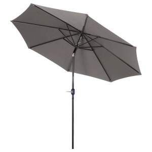 Outsunny Chapéu de Sol de Jardim Ø295x250 cm com Manivela Chapéu de Sol Exterior com Mecanismo de Inclinação e Mastro Desmontável de Metal para Terraço Piscina Pátio Cinza