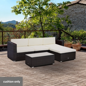 Outsunny Outdoor Cushion Pad Set for Rattan Furniture, 7 Piece Garden Furniture Cushions, Patio Conversation Set Cushions, Lightweight and Durable, Cream