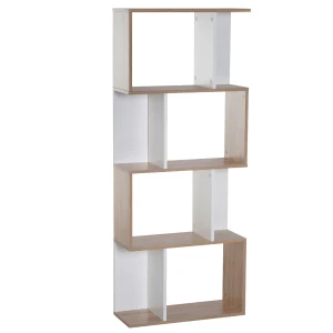 HOMCOM Particle Board 4-tier Storage Display Shelving Bookcase Unit Divider S Shape design Divider Unit