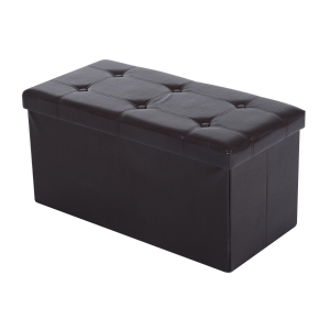 HOMCOM Storage Ottoman Bench Folding Storage Cube, PU Leather-Brown