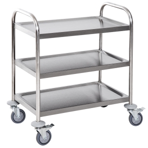 HOMCOM 3-Tier Rolling Kitchen Island, Stainless Steel, 70.5Lx40.5Dx81H cm-Silver
