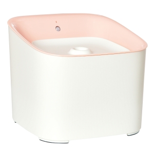 PawHut Fuente de Agua para Gatos 3L Fuente de Agua Automática para Perros y Gatos con Sensor de Infrarrojos 3 Modos y Luz Indicadora LED 21x20x18 cm Blanco y Rosa