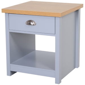 HOMCOM MDF Rustic Single Draw Bedside Table Grey