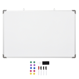 HOMCOM Quadro Magnético com Bandeja 10 Ímás 1 Apagador e 4 Marcadores 90x60cm Branco