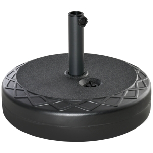 Outsunny Base de Sombrilla Rellenable de Agua 30 kg Soporte de Parasol Redondo Apto para Postes de 38mm 48 mm Metal y Plástico para Jardín Terraza Ø55x38 cm Negro