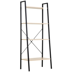 HOMCOM MDF Minimalistic 4-Tier Shelf Black