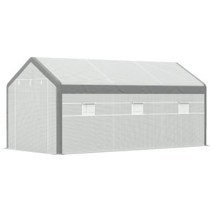 Outsunny Estufa Jardim com 2 portas e 6 janelas enrolaveis 600x300x280 cm Branco