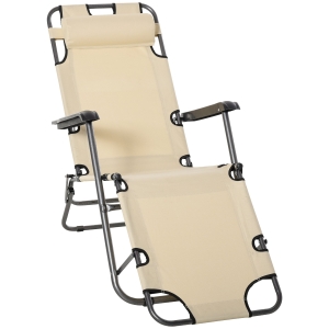 Outsunny Garden Lounge Single Chair Adjustable Recliner Portable Foldable Outdoor