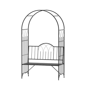Outsunny Garden Arch Bench Outdoor Patio Trellis Arbor for Climbing Plant Antique Black