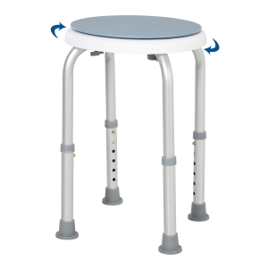 HOMCOM Aluminium 360° Swivel Shower Stool Blue/White