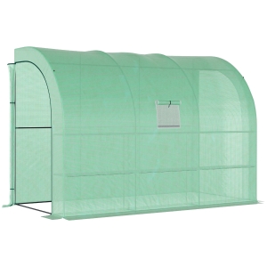 Outsunny Outdoor Garden Greenhouse Backyard Nursery w/ Windows, Zippered Doors, Green