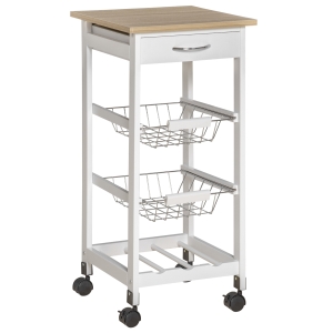 HOMCOM 2-Tier Kitchen Trolley-White