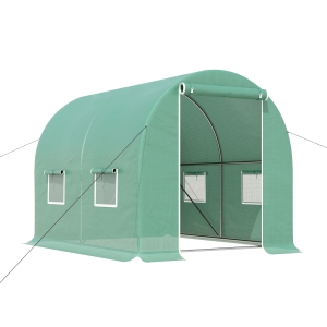Outsunny Estufa de Jardim e Horto para Cultivos Plantas com 4 Janelas Revestida PE 140g/㎡ e Estrutura de Aço - 3x2x1,9m