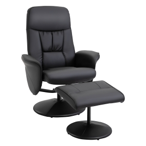 HOMCOM PU Leather Recliner & Footstool - Black