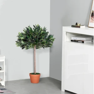 Outsunny 3ft Faux Olive Tree, Lifelike Indoor Plant, Decorative Greenery, in Orange Pot