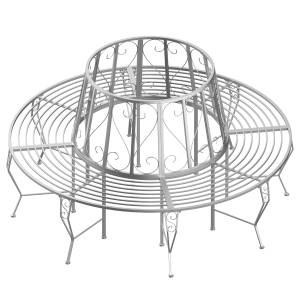 Outsunny Round Tree Seat Bench-Silver