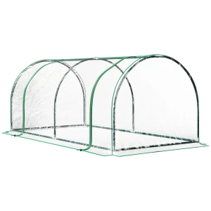 Outsunny Transparent Tunnel Greenhouse, Outdoor Green Grow House, Steel Frame, PE Cover, 200 x 100 x 80 cm