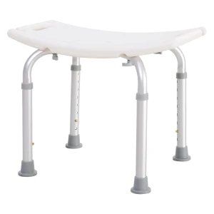 HOMCOM Portable Non-Slip Bathroom Stool Rectangular Adjustable Height Mobility Medical Grade Stabilized Shower Seat