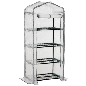 Outsunny Portable 4-Tier Mini Greenhouse Plant Grow House Shed w/ Clear Cover Outdoor
