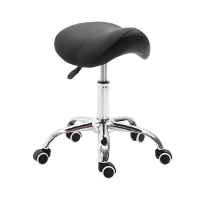 HOMCOM PU Leather Height Adjustable Swivel Salon Stool Black