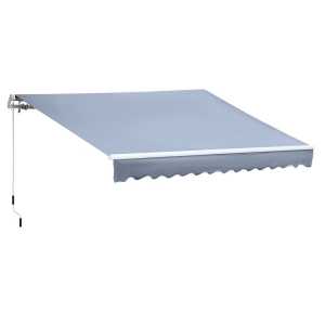Outsunny Toldo Manual Retrátil com Manivela 295x245cm Toldo Enrolável Alumínio com Proteção Solar para Janela Portas Balcão Terraço Exterior Cinza