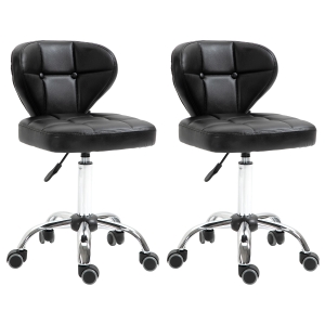 HOMCOM 2er-Set Arbeitshocker Kunstleder Dunkelgrau 72 - 87 cm