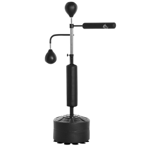 HOMCOM Punching Bag with Stand Heavy Duty Boxing Set Kickboxing Bag with 360° Reflex Bar Speed Ball Suction Cup Base Height Adjustable for Adult Youth, Home Office Gym