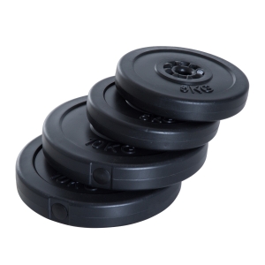 Disques de poids - lot de 4 disques d'haltère - poids total 30 Kg - HDPE noir