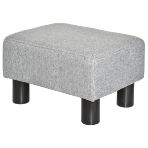 HOMCOM Footstool Ottoman Polyester Upholstered Stool Grey