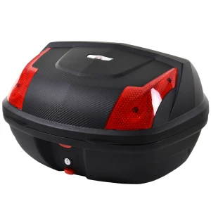 HOMCOM 48L Motorcycle Trunk, Modern Tough Style Travel Luggage Storage Box, Secure Accessory, Black