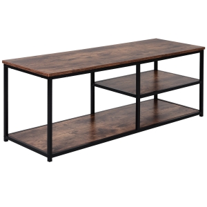 HOMCOM Steel Frame Industrial Style TV Stand w/ Shelf Black/Brown
