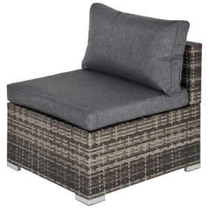 Outsunny Outdoor Garden Furniture Rattan Single Sofa w/ Cushions Deep Grey