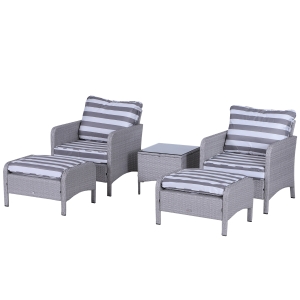 Outsunny 2-Seater PE Rattan Outdoor Garden Furniture Set Light Grey