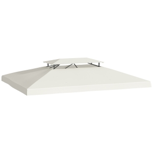 Outsunny Teto de Substituição 4x3m para Pérgola de Jardim Cobertura de Substituição para Pérgola de 2 Níveis Respirável com 8 Orifícios de Drenagem para Pátio Exterior Bege