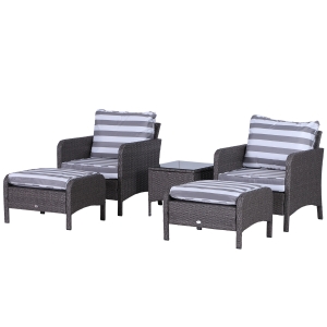 Outsunny 2-Seater PE Rattan Outdoor Garden Furniture Set Dark Grey