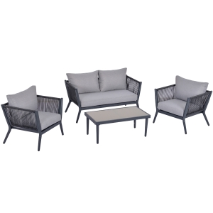 Outsunny 4-Seater Rattan Wicker Sofa Set Outdoor Conservatory Furniture Patio Coffee Table