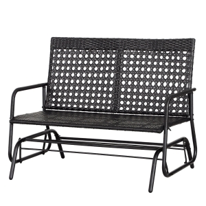 Outsunny 2-Seater Wicker Bench 76L×120W×90H cm-Black