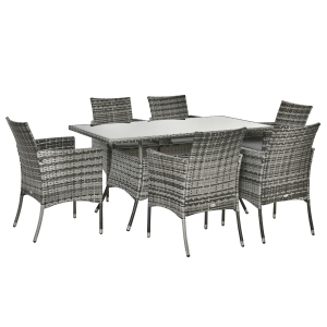 Outsunny 6 Seater Rattan Dining Set Conservatory Garden Furniture Seaters Patio Weave Outdoor