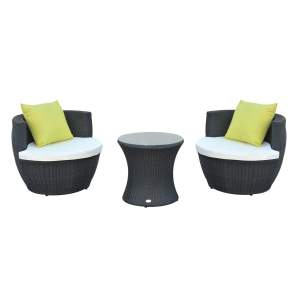 Outsunny 2-Seater Rattan Vase Set-Black