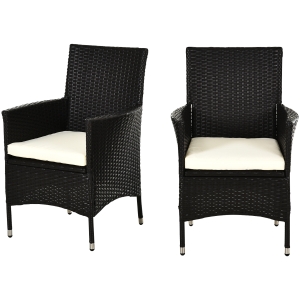 Outsunny 2-Seater Rattan Chairs Set-Dark Coffee