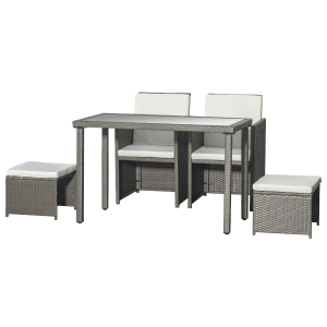Outsunny 4-Seater Rattan Garden Furniture Wicker Weave Sofa Set Table Chair Footrest