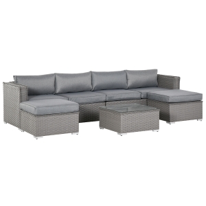 Outsunny 6-Seater PE Rattan Corner Sofa Set Outdoor Conservatory Furniture w/ Cushion