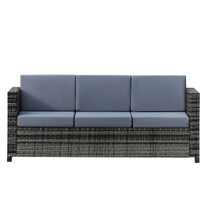 Outsunny 3-Seater Weather Resistant Outdoor Garden Rattan Sofa Grey