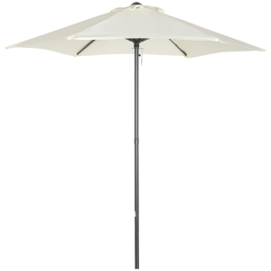 Outsunny Sombrilla de Jardín Ø2x2 m Parasol Mástil de Aluminio con Manivela Techo de Ventilación Pestillo de Fijación y Poste Desmontable para Terraza Patio Exterior Beige