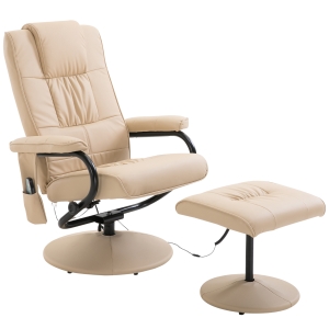 HOMCOM Faux Leather Massage Chair & Footstool - Beige