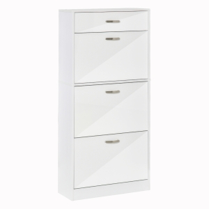 HOMCOM Shoe Storage Cabinet Footwear Organiser Rack Hallway Space-saving w/ Drawers White