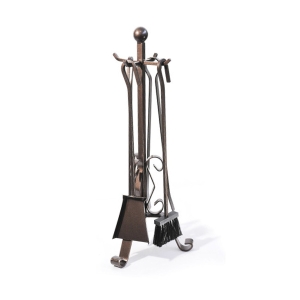 Set 4 pz accessori per camino grandi in ferro 33x80h