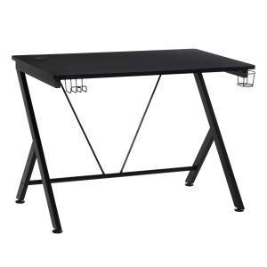 HOMCOM Gaming Desk Computer Table Metal Frame w/ Cup Holder, Headphone Hook, Cable Hole